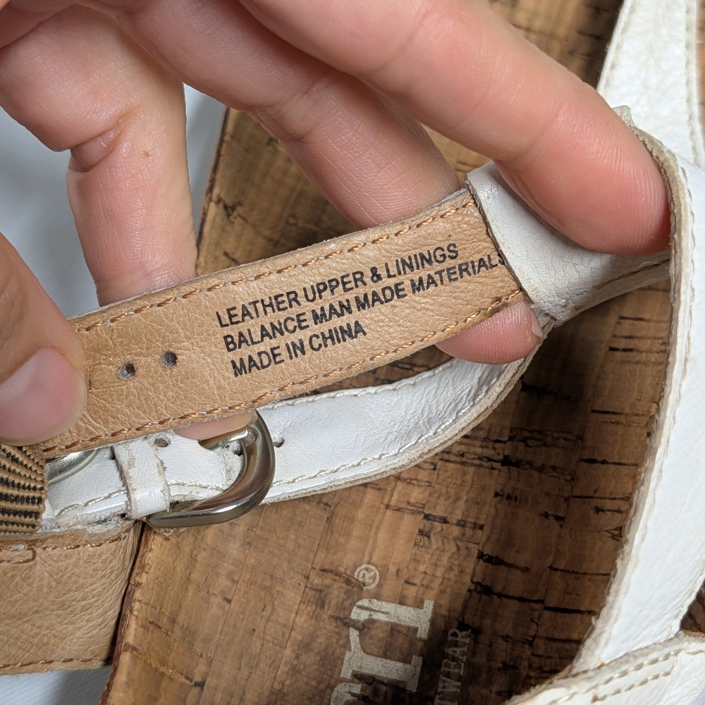 Born White Leather+ Cork Thong Sandals Size 9 - Picture 5 of 13